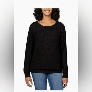 Buffalo Women`s Soft‎ Cozy Crewneck Pullover Sweater Black Heather Large NWT